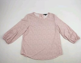 Adrianna Papell Pink Polka Dot Quarter Sleeve Blouse Top Size Medium - £11.66 GBP