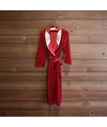 NWT! ANNE LESLIE Vintage Women&#39;s L Red Long Robe With Belt Prairie Cotra... - €106,97 EUR