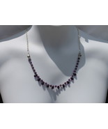 Pretty 18 Inch Amethyst Faceted Briolette Bead Necklace Silver Plate Link Chain - $28.80