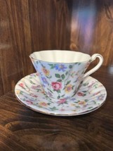 Gladstone Teacup And Saucer Set Floral Pattern  Bone China Made In England - $49.50