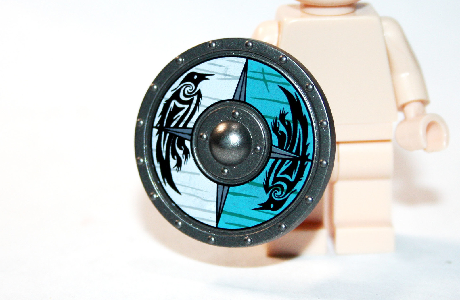 Minifigure Raven Blue Round Viking Shield For Knight US Seller - $4.98