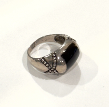 Vintage Sterling Silver Ring Large Dome Covered with an Onyx Stone  Size 7 - £18.75 GBP