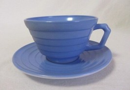 Hazel Atlas Moderntone Platonite Pastel Blue Cup &amp; Saucer - £6.90 GBP