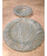 Pair Studio Glass Oval Plate With Ferns by Edwin D. Walter &amp; bowl signed... - $118.75