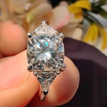 1.00CT Cushion Cut Lab Diamond Anniversary Ring Light Grey Moissanite Engagement - £93.38 GBP