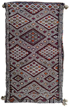 Handmade vintage Moroccan Berber kilim cushion 1.2&#39; x 2.1&#39; (37cm x 66cm)... - £499.73 GBP