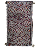Handmade vintage Moroccan Berber kilim cushion 1.2&#39; x 2.1&#39; (37cm x 66cm)... - £488.16 GBP