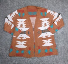 Southwest Aztec Cardigan Sweater Women 2XL Acrylic Native Design Open Front - £23.17 GBP