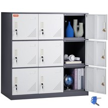 VEVOR Metal Locker for Employees, 9 Doors Storage Cabinet with Card Slot, Gray S - $4,813.65 MXN
