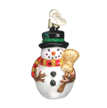 Old World Christmas Miniature Mr. Snowy w/RED Scarf Glass Xmas Ornament 24051 - £7.75 GBP