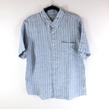 Everlane Mens The Linen Short-Sleeve Standard Fit Shirt Blue White M - £26.86 GBP