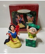 Snow White and Dopey Set of 2 Ornaments Disney Hallmark 1997 Anniversary... - £16.02 GBP
