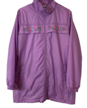 Blair Floral Embroidered Windbreaker Womens M Purple Full Zip 100% Nylon - £10.66 GBP