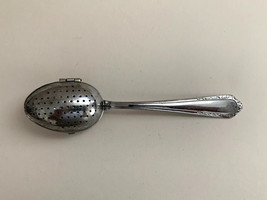 Vintage TEA INFUSER STRAINER SPOON Silver Plate Hinged Made in Italy - £19.55 GBP