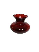 Vintage Ruby Red Glass Vase Fluted Top 3&quot; - $14.02