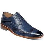 Stacy Adams Gennaro Wingtip Oxford Ostrich Print Leather Blue  25537-400 - €94,75 EUR