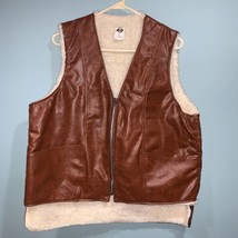 Vintage Retro Spring Grove Fleece Lined Vest Mens L Brown Western Made in Europe - £19.93 GBP