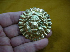 (B-LION-362) Lion big cat noble mane lover wild Lions round brass pin pendant - £18.66 GBP