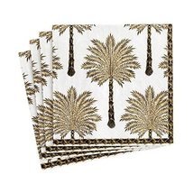 Caspari Grand Palms Paper Cocktail Napkins in Black - Four Packs of 20 - £8.72 GBP+