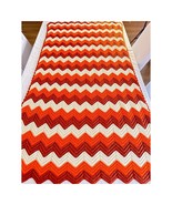 Handmade Zigzag Crochet Afghan Orange and Cream Blanket - €46,61 EUR