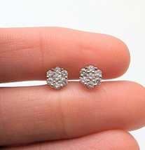 9ct White Gold Diamond Daisy Cluster Quarter Half Pair Stud Earrings 0.5cts - $666.42