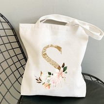  Fashion Flower Letter Canvas Ladies Shopping Bag 2022 Large Capacity Reusable T - £47.66 GBP