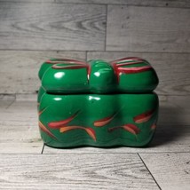 Talavera Butterfly Trinket Box Green &amp; Red Bright Colors Mexico - £10.79 GBP