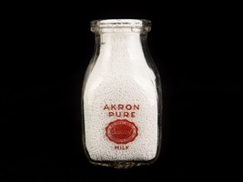 Half-Pint Vintage Glass Milk Bottle, Akron Pure Dairy, Sealtest, Akron Ohio - $14.65