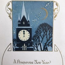 A Prosperous New Year Vintage Postcard Winter Antique USA Snow Clock Tower - £7.93 GBP