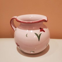 Vintage Italian Pottery Creamer Pitcher, Pink Handpainted Ceramic, Made in Italy