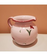 Vintage Italian Pottery Creamer Pitcher, Pink Handpainted Ceramic, Made ... - £15.14 GBP