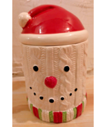 Merry Mistletoe Snowman Sweater 9&quot; Cookie Jar Treat Jar Winter Christmas... - $17.93