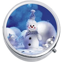 Cute Snowman Christmas Medicine Vitamin Compact Pill Box - $9.78