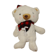 Hallmark Bear Plush Aspen Polar Bear Red Plaid Hat Scarf Soft Stuffed Animal 12” - £10.34 GBP