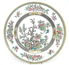 Antique Minton Indian Tree Dinner Plate 5185 Pink Flowers Gold Greek Key Band - $23.50