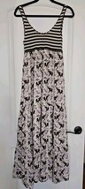 Tory Burch Long Maxi Dress Elephant &amp; Stripe Print Silk Sleeveless Sz 6 - £38.78 GBP