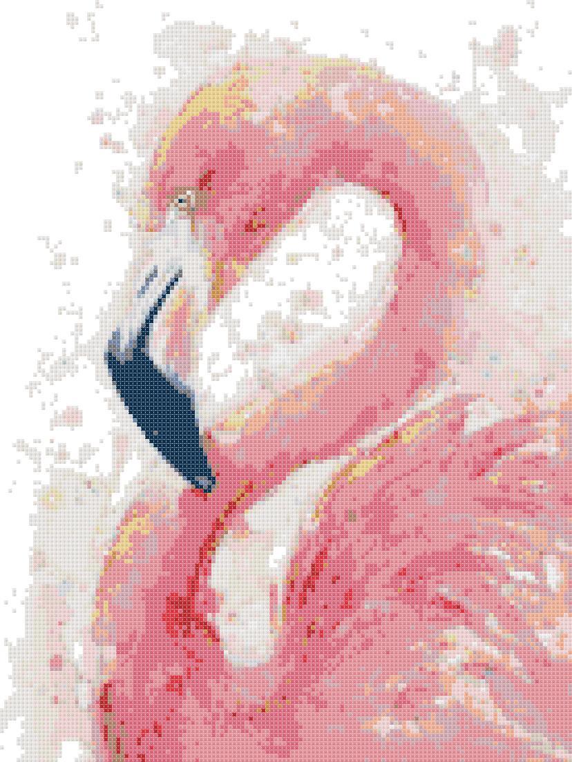 Counted Cross Stitch pattern watercolor phoenicopterus 138x184 stitches BN1498