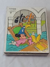 VINTAGE Playskool Mickey Mouse Sorcerer&#39;s Apprentice Frame Tray Puzzle 3... - $14.84