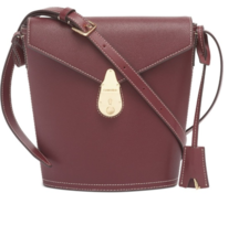Calvin Klein Statement Series Leather Lock Crossbody Bucket Bag Merlot GOLD - $49.99