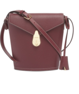 Calvin Klein Statement Series Leather Lock Crossbody Bucket Bag Merlot GOLD - £39.73 GBP