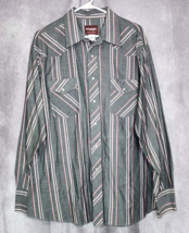 WRANGLER Mens Western Snap Front Shirt Pearl Snaps Striped Gray Size Large - $358.35 MXN