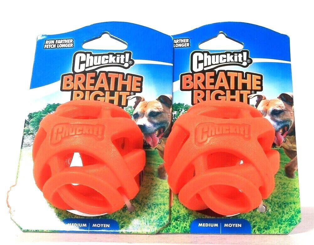 2 Count Petmate Chuck It Breathe Right Bright Orange Fetch Ball - £18.89 GBP