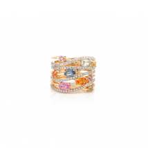 18K Multi Gemstone Cluster Wide Band Ring - £2,427.32 GBP