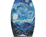 Woman&#39;s Starry Night Van Gogh Tulip Hem Pencil Skirt (Size S-5XL) - $30.00