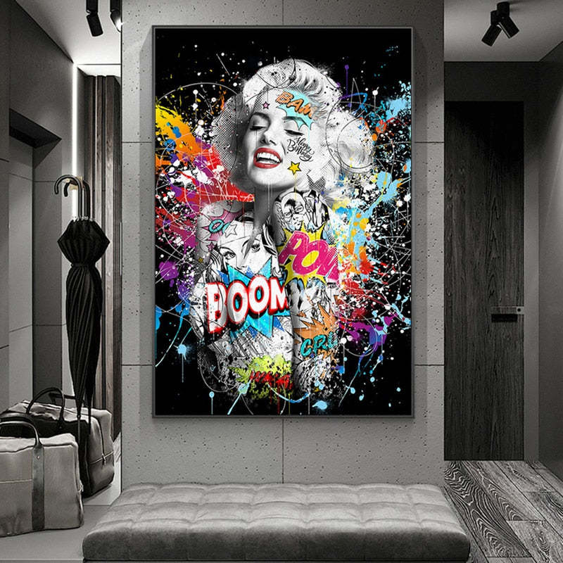 Graffiti Art Marilyn Sexy Portrait Pop Art Poster Modern Art HQ Canvas Print