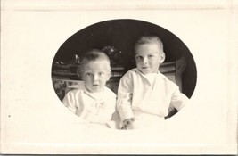 RPPC Sweet Boys Masked Oval Portrait Real Photo c1918 Postcard V8 - £5.37 GBP