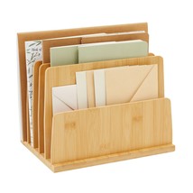Bamboo Mail, File, Letter, And Envelope Organizer With 5 Slots, 10X7 In - £41.55 GBP