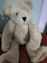 Vermont Teddy Bear Company 16&quot; Tan Teddy Bear Plush 1991 Suede Paws Jointed Vtg - £18.97 GBP