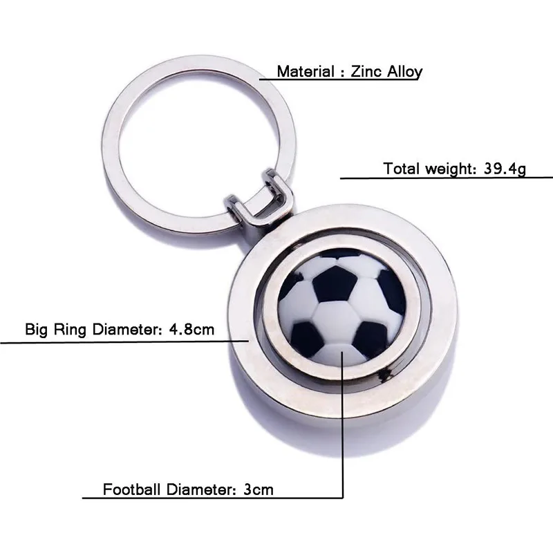 Sporting Mini Keychain Football A Keyring Pendant with Cute Rotating Soccer Key  - £23.87 GBP