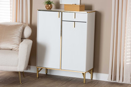 Renaud White Wood and Gold Metal 2-Door Shoe Cabinet - $3,622.80 MXN